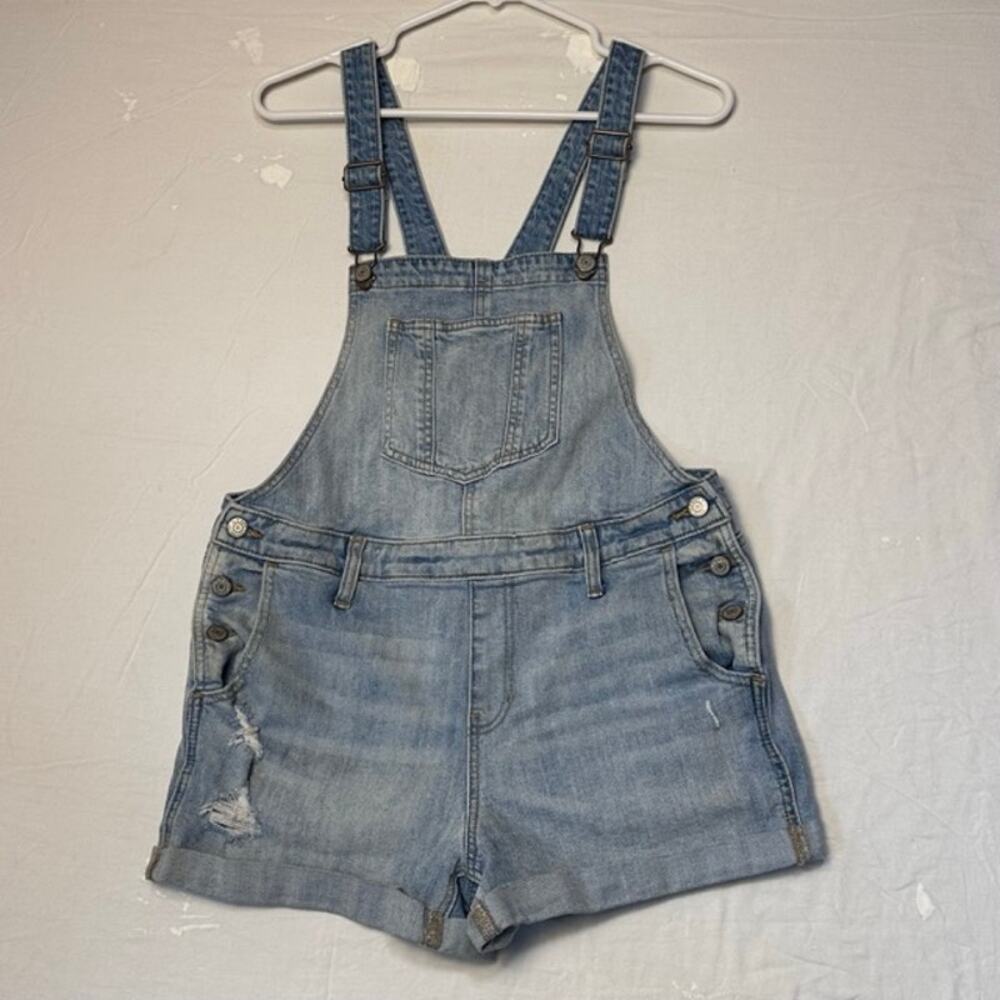 Old Navy Overalls Shorts Light Wash Blue Denim Size M Western Boho Women's
